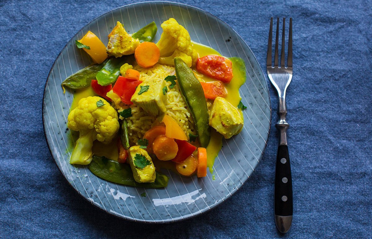 Curry Geschnetzeltes mit Huhn und Gemüse