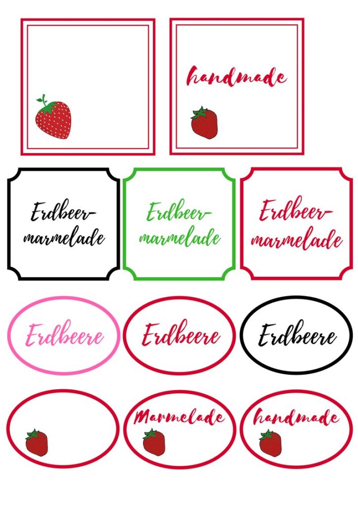 Etiketten Erdbeermarmelade selber machen