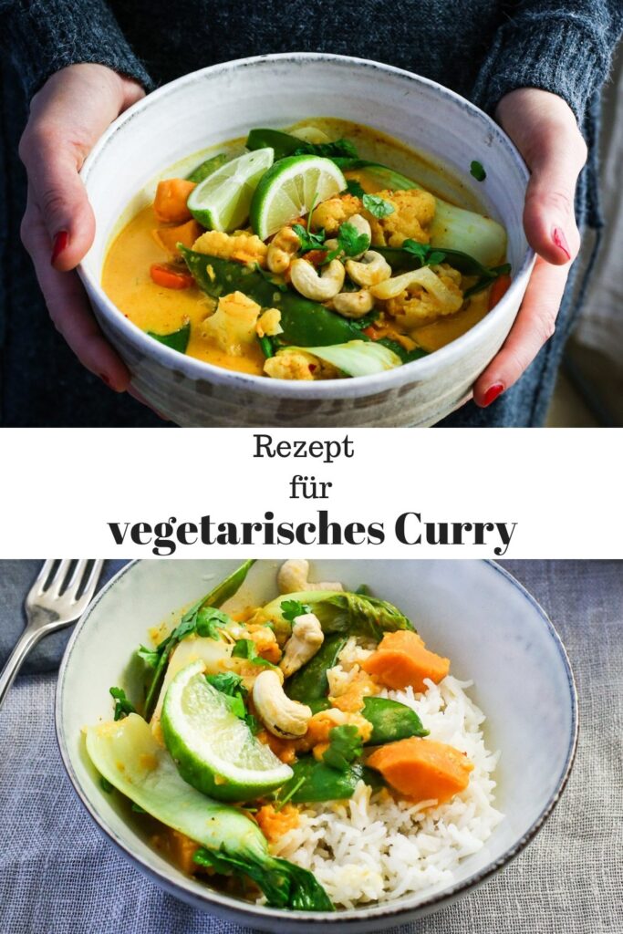 Einfaches Rezept für vegetarisches Curry mit Kokosmilch. Vegan