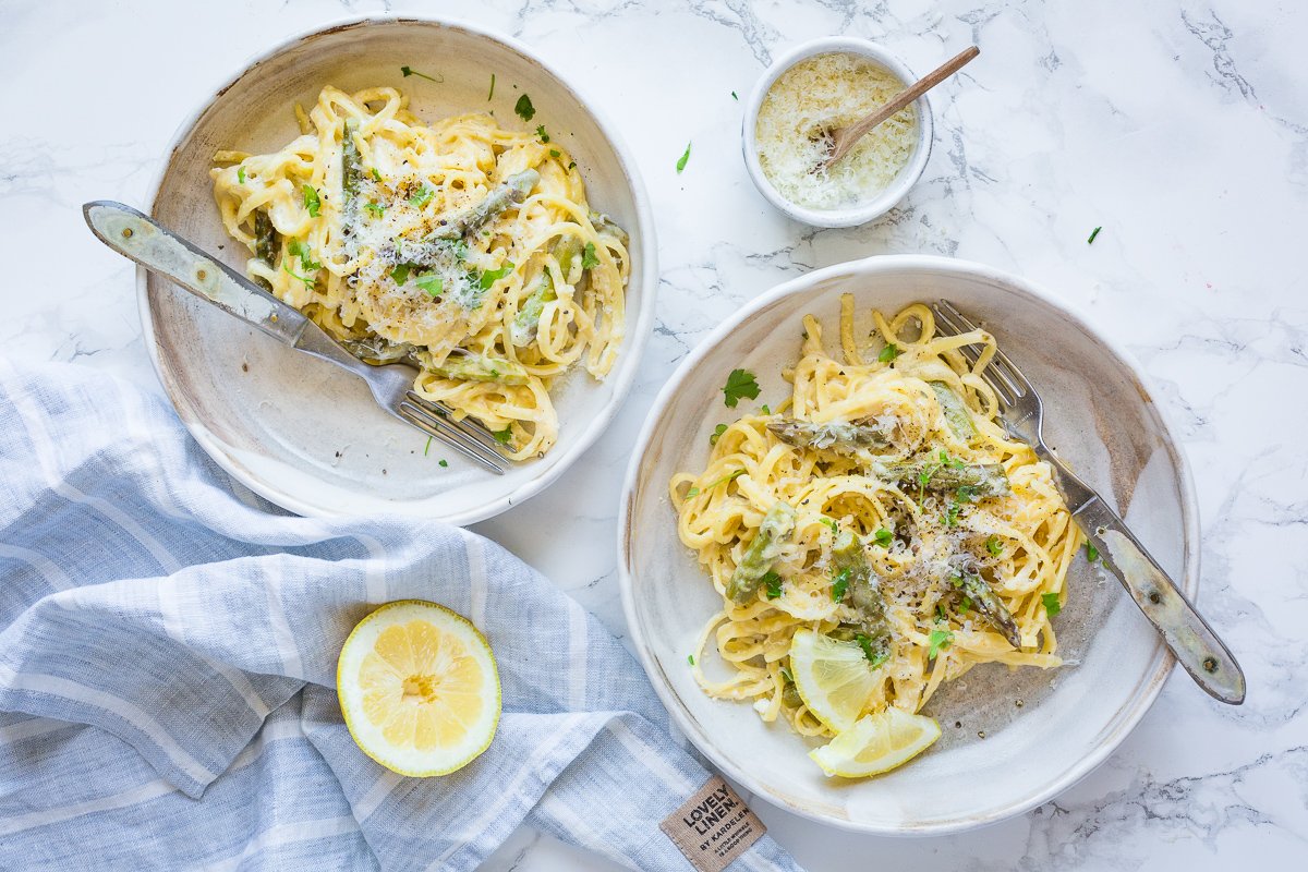 One Pot Pasta mit Spargel